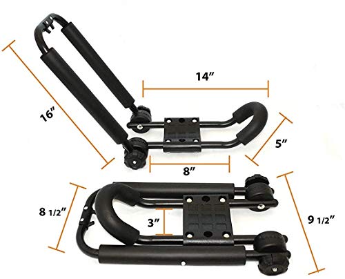 DrSportsUSA Universal Foldable J-Bar 2 Pairs Kayak Rack Folding Car Roof Top Carrier for Canoe, SUP, Kayaks, Surfboard and Ski Board Rooftop Mount on SUV, Car and Truck - Thumbnail 4