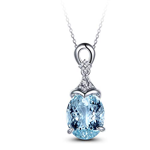 Collier en Argent 925 pour Femme avec Pendentif Aigue-Marine Motif Sirène Océan