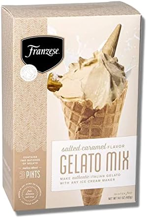 Franzese Salted Caramel Gelato Mix | Imported from Italy, Authentic Italian Kit | Create Homemade Gelato in Minutes, Ice-Cream Maker Ready - Just Add Milk. (Gluten Free. Makes Delicious Sorbets, Cakes & Gourmet Smoothies Too), 2-Batches