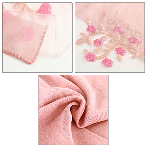 Van Caro Classy Silk Scarf - Lightweight Sunscreen Shawl Beach Towel/Scarves/Wraps for Women(Pink) - Thumbnail 6