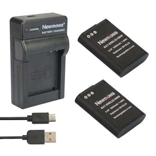 Newmowa® EN-EL23 Baterías de Repuesto (Paquete de 2) y Kit de Cargador USB portátil para Nikon EN-EL23 y cámaras Nikon Coolpix B700, P600, P610, P610s, P900, P900s, S810c (2 baterías + 1 Cargador)
