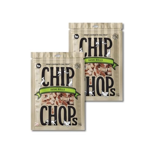 Image of Chip Chops Sushi Rolls Dog Treats - Healthy, Easily Digestible Protein Snacks for Training & Daily Reward - 2 X 70 g Treat Packs for All Dog Breeds