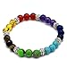 Produktbild Gosear 8mm Perle Durchmesser Unisex 7 Chakren Edelstein Perlen Armband Lava Stil Yoga Reiki Gebet Energie Heilung Balance Schmuck