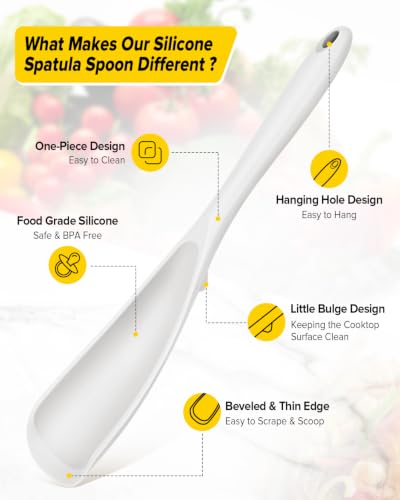 Image of BUNDLEPRO Silicone Cooking Spoons for Nonstick Cookware, One-Piece, 2 Pack