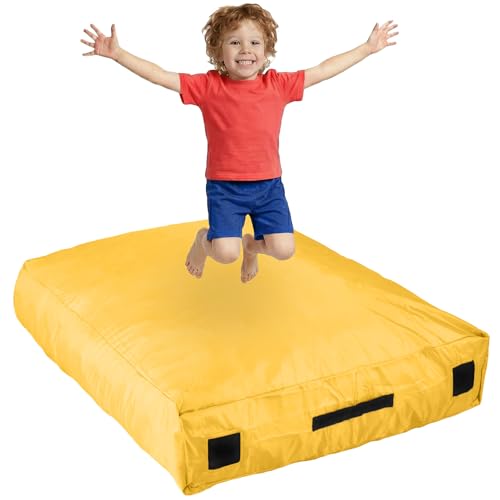 SaferBounce Crash Pad for Kids Sensory | Big 5Ft x 5Ft Or 3Ft x 4Ft | Autism Sensory Crash Mat for Jumping & Play | Crashpad | Soft Foam Landing Pad for Kids | Giant Pillow Mat | Climbing & Gymnastics