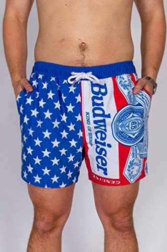 Shinesty Mens Budweiser Swim Trunks The Bud Diesels (Xx-Large) Blue #TOP1
