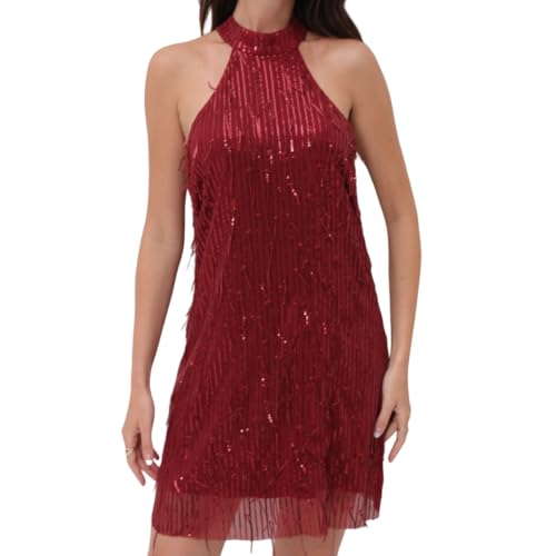 Image of women'Lace Tassels mini Dress Slip Sleeveless Party Club Dress