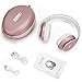 TUINYO Wireless Headphones Over Ear, Bluetooth Headphones with Microphone, Foldable Stereo Wireless Headset-Rose Gold