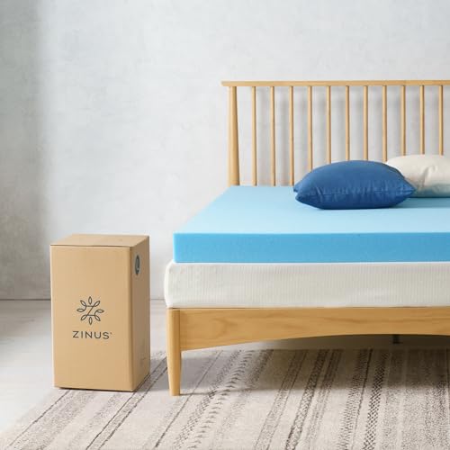Image of ZINUS 4 Inch Green Tea Cooling Gel Memory Foam Mattress Topper, Smaller, More Convenient WonderBox Packaging, Cooling Gel Foam, Pressure-Relieving Design, CertiPUR-US Certified, King