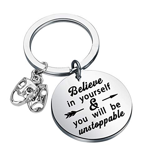 Image of BAUNA Actor Gifts for Theatre Tragedy Comedy Mask Thespian Mask Charm Bracelet Musical Theatre Gift for Actor Acting Director Theater with Inspirational Quote