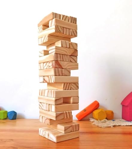 Caiu Perdeu Jogo Pais e Filhos Em Madeira de Reflorestamento 54 Peças Torre Maluca Equilibrio Divers