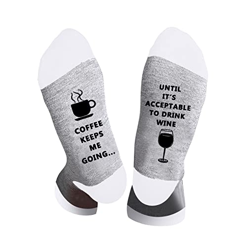 Luckywaqng Navidad Unisex Coffee Keeps Ne Going Print Colorblock Letras Calcetines Térmicos Acogedores Calentadores Calcetines Gruesos Calcetines de Invierno Calcetines Mujer, D, Talla única