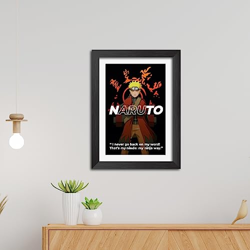 Image of TenorArts Naruto Uzumaki Poster Naruto Anime Quotes Laminated Photo Frame Painting with Matt Finish Black Textures (12 inches x 9inches)