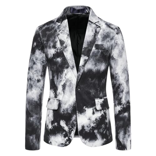 Blazer coréen homme imprimé tie-dye à coupe ajustée et fluide