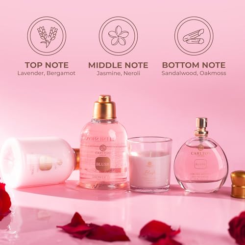 Carlton London Luxury Blush Bath and Body Care Gift Set Hamper for Women Ladies & Girls I Body Wash, Body Lotion, EDP Perfume, Scented Candle | Pampering Kit for Birthday, Anniversary & Special Occasions | Premium Gift Packaging | Pack of 4 perfume and personal care gift - Image 3
