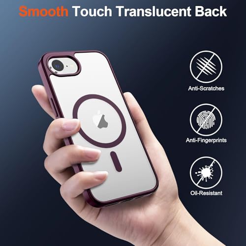 Image of DIZORO Compatible iPhone 17e / iPhone 16e Case,Compatible with MagSafe, Non Yellow Military-Grade Drop Protection & Hard PC Back Cover Slim Transparent Anti-Scratch Shockproof Phone Case - Wine