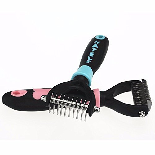 Pet Dematting Comb for Dogs, Cats, and Other Animals (Pink or Blue) - The Best and Most Affordable Dog or Cat Grooming Rake - Detangles…