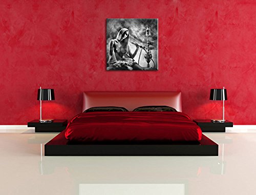 Pixxprint Frau mit Shisha im Nebel als Leinwandbild/Größe: 60x60 cm/Wandbild/Kunstdruck/fertig bespannt – Bild 6