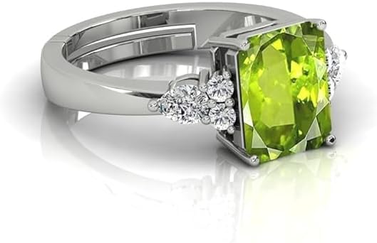 5.00 Carat Beautiful Natural Peridot Gemstone August Birthstone Silver Adjustable Ring For Women And Men - Image 3