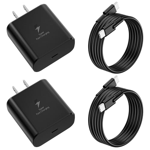 2026 New 45W USB C Super Fast Charging Android Phone Charger, 2-Pack with Dual 6ft Cables, Compatible with Samsung Galaxy S25/S24/S23/S22/S21/S20/Note 20/Note 10, Fast Charger Block for Home & Office