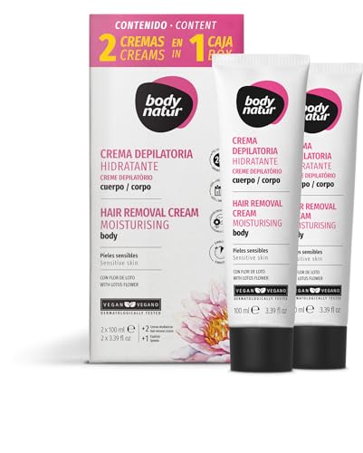 BODY NATUR - Pack 2 Cremas Depilatorias 100ml | Incluye una Espátula de Aplicación Sencilla |Pieles Sensibles | Suavidad y Cuidado | Resultados Duraderos | con Fragancia que Estimulará tus Sentidos