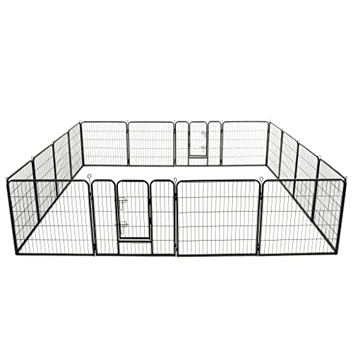 Large Dog Playpen Indoor Outdoor, 16-Panel Exercise Pen for Great Danes, Newfoundlands, and Other Big Breeds, Adjustable Weatherproof Steel Pet Enclosure with E
