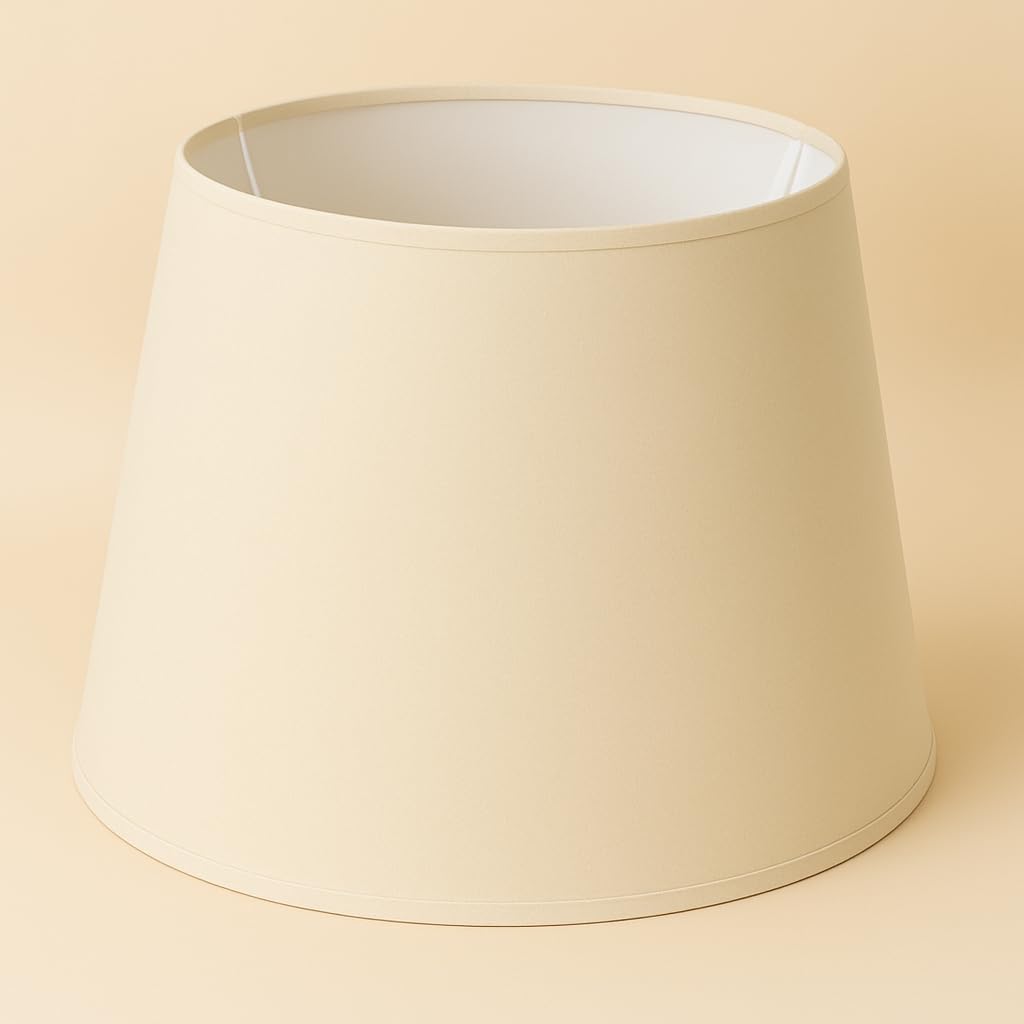 40 cm Abat-jour, Tissu en Coton avec dos en PVC blanc, Produit fait main, pour Lampe de table, Lampadaire (Beige)