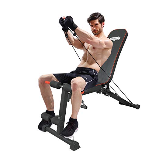VIAGDO Adjustable Weight Bench Foldable Workout Bench Press for Home Gym, Multi-Purpose Exercise Bench Strength Training Equipment Bench, Flat/Incline/Decline Sit Up Bench for Full Body Workout