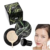 Mushroom Head Air Cushion CC Cream, Air Cushion CCCream, Moisturizing Concealer, Moisturizing BB Cream Makeup Base Long Lasting with Mushroom Makeup Sponge, Easy to Apply(01#, Lvory)