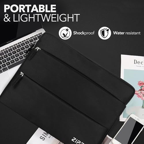Image of 360 Protective 14 Inch Laptop Sleeve Case for All 13-14 Inch laptops with 2 Front pockets & Carry Handle | Compatible with 13-14 inch HP, DELL, Asus, Mackbook Devices| Water-Resistant | Black