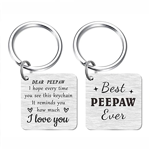 SOUSYOKYO Peepaw Keychain, Best Peepaw Ever Gifts, Personalized Peepaw Christmas Birthday Gifts, Peepaw Happy Fathers Day Present, Love Peepaw Key Chain