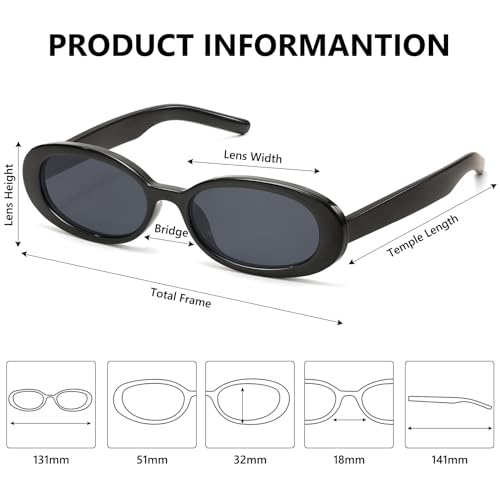 LIKSMU Oval Sunglasses for Women Men Vintage Retro Small 90s Style Trendy Sun Glasses4