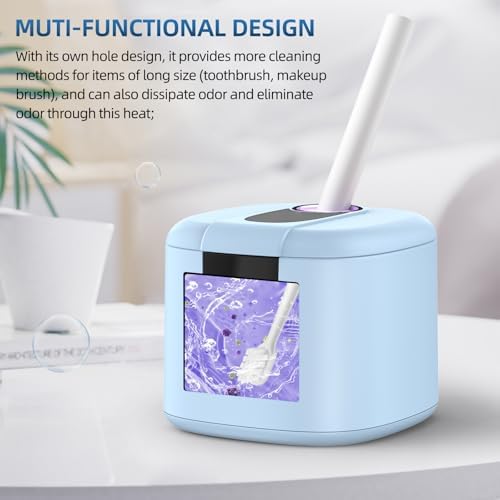 Ultrasonic Retainer Cleaner Machine, Upgraded 45kHz Ultrasonic Cleaner for Mouth Guard Braces, Night Guards, Toothbrush Heads & Jewlery with 200ML, 4 Modes and Digital Timer Dental Cleaning Pod(Blue) - 5
