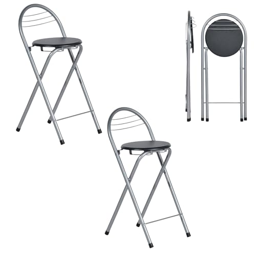 ZZINOKE Tabourets Bar Pliants Lot de 2, sans Assemblage, Tabourets de Bar d'Extérieur Portables...