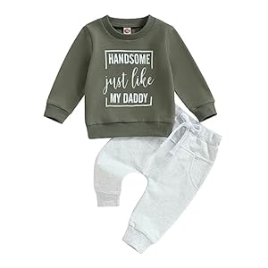 Sprifallbaby Newborn Infant Baby Boy Outfits Long Sleeve Pullover Sweatshirt Toddler Boys Pants Clothes Set Fall Winter 2Pcs
