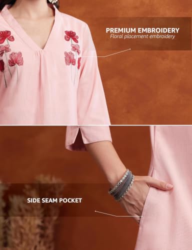 Image of Amazon Brand - Myx Women's Cotton Embroidered Kurta Set with Dupatta (Available in Plus Sizes)
