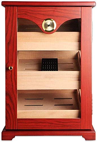 100 cedar cigar humidor humidifier humidor alcohol space is equipped with a thermometer and humidifier gift Portable home ashtray (Color : Red, Size : 49 * 29 * 33.4cm)