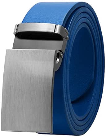 Purple Mens Adjustable Ratchet Slide Buckle Belt - Genuine Leather Automatic Belt With No Holes