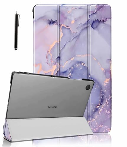 Image of ProElite Cover for Samsung Galaxy Tab A11 Plus 11 inch Case Cover, Smart Flip Case Cover for Samsung Galaxy Tab A11+ 11 inch Translucent Back with Stylus Pen, Marble Purple