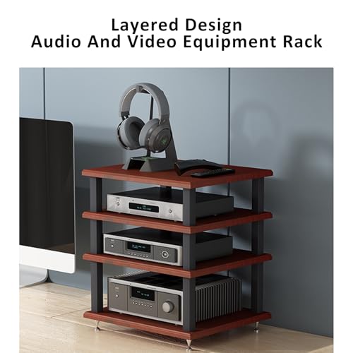 Scaffale angolare a 4 ripiani AV per centro di intrattenimento, elegante espositore per console di gioco, ricevitori stereo e giradischi, soluzione perfetta per il soggiorno