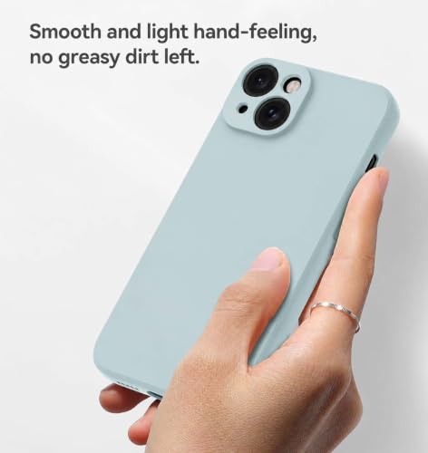 Image of DIZORO Square Microfiber Candy Case Compatible for iPhone 13 / iPhone 14 Shockproof Slim Back Cover Liquid Silicone Case - Mint Green