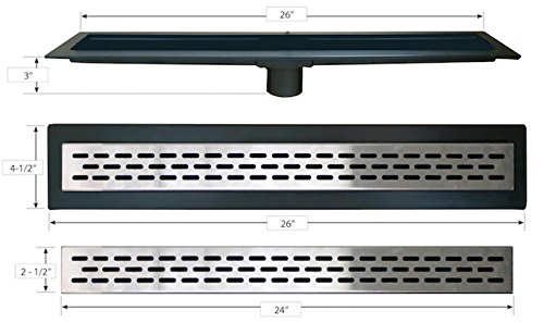36\" x 60\" Linear Shower Slope Kit Left With Stainless Steel Oval Style Linear Drain, Includes Waterproofing Accessory Kit, and 4\" x 4\" x 61\" Shower Curb | Cut-to-Fit Linear Shower Pan in the Field