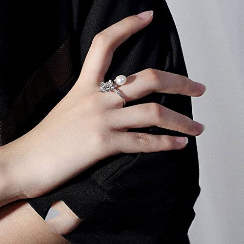 Bague ajustable en argent S925 et véritable perle de culture d'eau douce