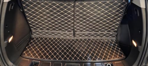 Image of Premium 7D Boot /Trunk Mats Compatible for Kia Carens Clavis ||Luxury Leather Double Layered mats||Complete Set ||100% Waterproof and Washable (Coffee with Golden)