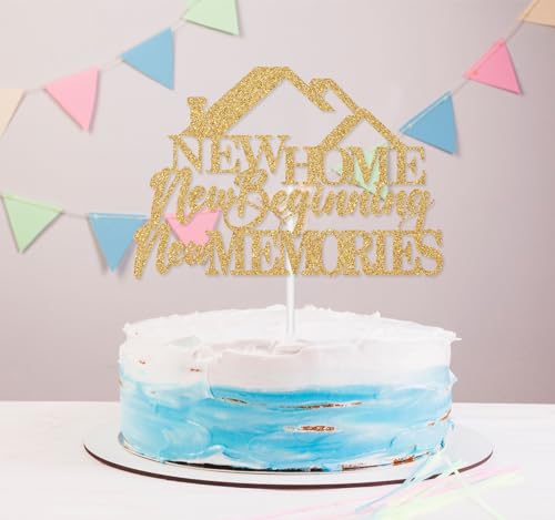 Home Sweet Home Cake Topper, Welcome Home Cake Decorations, New Home New Memories, Housewarming Party Decorations Gold Glitter - Image 5