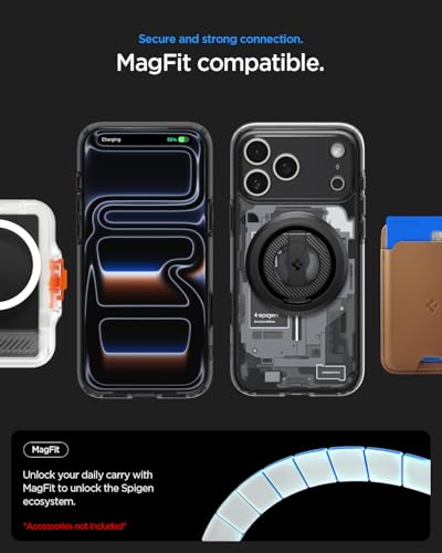 Image of Spigen Ultra Hybrid MagFit Back Cover Case Compatible with iPhone 17 Pro Max (TPU + Poly Carbonate | Zero One Black)