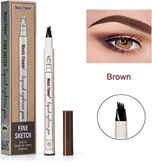 Eyebrow Tattoo Pen Waterproof Microblading Eyebrow Pencil with Micro-Fork Tip Brow Tint Tattoo Eyes Makeup Natural Hair-Like Defined Brows All Day (Light Brown)