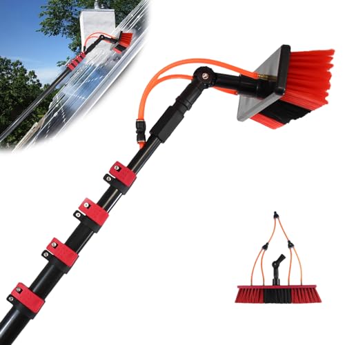 Barra de limpieza de ventanas ajustable Teles - Herramienta extensible con cabezal de cepillo para limpieza de paneles solares - Kit de limpieza versátil para uso doméstico y exterior