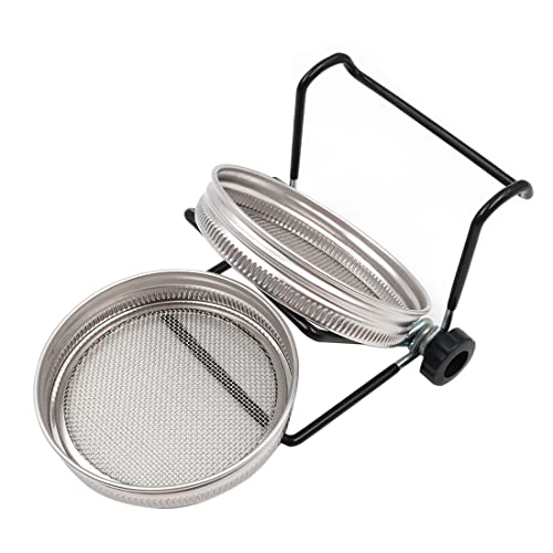 Hsthe Sea Kit de brotes de semillas con tapas de colador de acero inoxidable, soportes para cultivar brotes, ensalada de frijoles de alfalfa y brócoli Cover