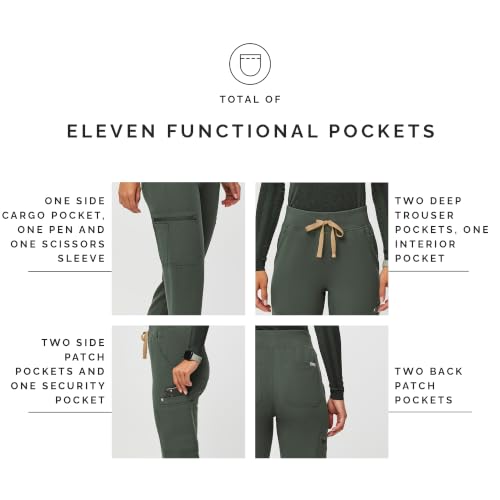 Image of FIGS YOLA High Waisted Skinny Scrub Pants for Women - 11 Pockets, 4-Way Stretch, Yoga Waistband